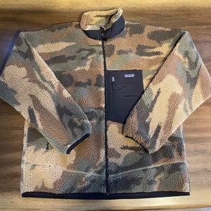 Patagonia Mens XL Classic Retro-X Jacket Deep Pile Fleece Camo Kansas Sky NWT